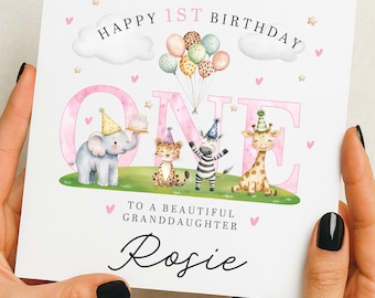 1st Birthday Card Granddaughter, First Birthday Card For Girl, Personalised 1st Birthday Card, Girl 1st Birthday, 1st Birthday Girl Gift