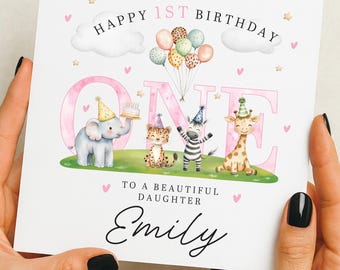 1st Birthday Card Daughter, First Birthday Card For Girl, Personalised 1st Birthday Card, Daughter 1st Birthday, 1st Birthday Daughter Gift