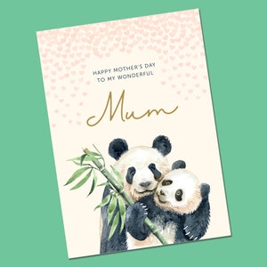 Cartão de Dia das Mães | Cartão de Dia das Mães | Cartão de Dia das Mães Panda Fofo | Cartão de Dia das Mães da Mamãe | Cartão da Filha | Cartão para a Nana