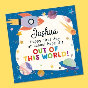 Cartão de primeiro dia de aula, volta às aulas, primeiro dia de ensino médio, cartão de escola primária, cartão de nova escola, cartão de boa sorte personalizado
