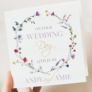 Delicate Personalised Wedding Floral Card | Newly Married Couple Greeting | Congratulations Wedding Card | Wedding Gift Card | Initials