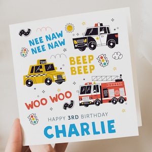Carte d'anniversaire pour garçon, carte de camion pour fils, petit-fils, neveu, carte de tout âge, carte de garçon, carte d'anniversaire de voiture personnalisée,