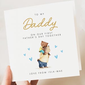Cartão de primeiro dia dos pais como meu pai, Cartão de primeiro dia dos pais do meu pai, Cartão de felicitações personalizado com nome de bebê, Cartão de primeiro dia dos pais com ursos fofos, Presente