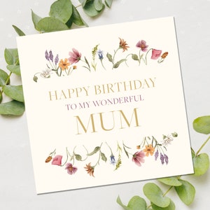 Wunderbare Mama Geburtstagskarte, Muttertagskarten, Geburtstagskarte für Mama, alles Gute zum Geburtstag, Mam Karte, Mama Karte, Blumenkarte