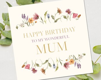 Underbart mamma födelsedagskort, mors dag-kort, födelsedagskort till mamma, grattis på födelsedagen-kort, mammakort, mammakort, blommigt kort