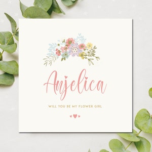 Serez-vous ma carte de fille de fleur, carte de fille de fleur, carte de fille de fleur personnalisée, carte de mariage florale, carte de fille de fleur mignonne
