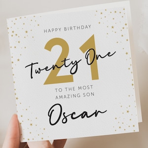 Carte 21e anniversaire pour lui, carte 21e anniversaire pour fils, carte d'anniversaire personnalisée pour lui, 21e anniversaire-fils