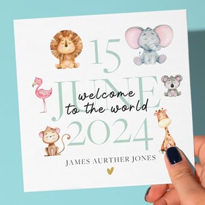 New baby card, Personalised Baby Watercolour themed, Keepsake New Born card, GRANDSON, Granddaughter, NEPHEW, Daughter, BOY,  New born card