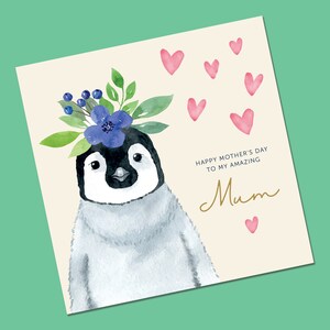 Muttertagskarte | Mutter-Tages-Karte | Pinguin Mutter-Tageskarte | Mama Mutter-Tages-Karte | Karte von Tochter | Karte für Nana