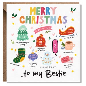 Meilleure amie, meilleure amie, carte de Noël soeur, carte de Noël citation drôle