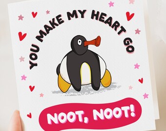 Pingu Valentines Card For Husband, Valentines Cards For Wife, I Noot Noot You Pingu Card, Funny Penguin Anniversary Card For Him, Boyfriend