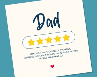 Father's Day Card To Dad | Father's Day Card | Father's Day Gift | Fathers Day Card | Dad Rating Card | Traditional Card For Dad