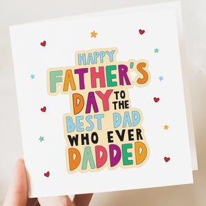 Carte de fête des pères, le meilleur papa de tous les temps, carte de fête des pères amusante et colorée, cadeau, de la part d'une fille, d'un fils, d'enfants, d'enfants