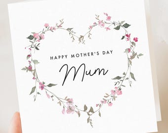 Mothers Day Card, Step Mum, Mom, Mum, From Daughter, Floral Mother’s Card for Mum, Happy Mothers Day Cards, Personalised Mothers Day Gift, 1