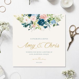 Carte de mariage, Carte de mariage personnalisée, Carte de jeune marié, Carte de mariage florale, Carte de mariage fleur sauvage