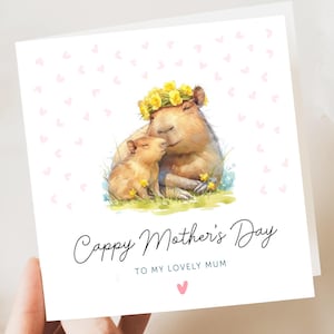 Muttertagskarte | Muttertagskarte | Niedliche Capybara Mama Karte | Muttertagskarte mit Mama | Karte von Tochter oder Sonne | Karte für Nana
