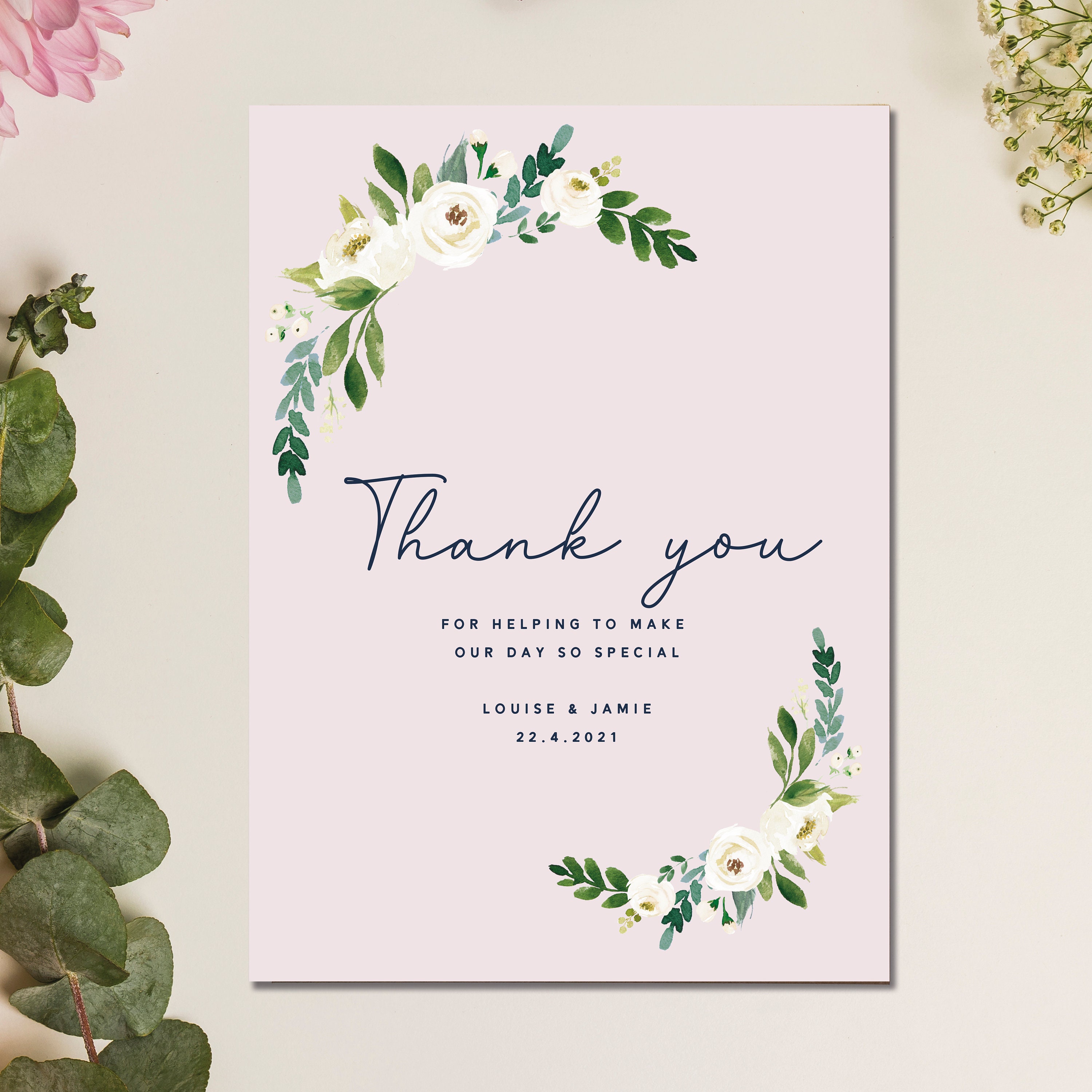 Thank You Wedding Card Personalised Wedding Card Newlywed Etsy UK