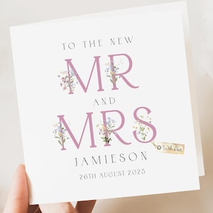 Tarjeta floral de boda personalizada / Tarjeta de felicitación para recién casados / Tarjeta de aniversario / Tarjeta de compromiso / Tarjeta de regalo de boda BLUSH