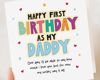 Geburtstagskarte 'Happy First Birthday As My Daddy' – New Dad Card, 12,7 X 17,8 Cm, 350 G/m² Papier
