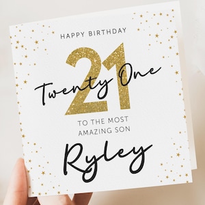 21st birthday card for him, 21st birthday card for son, personalised birthday card for him, 21st-birthday-son image 1