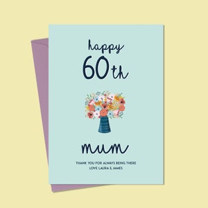 Cartão de aniversário de 60 anos para mãe, cartão de aniversário personalizado para mãe, cartão de aniversário Milestone - cartão de aniversário de 60 anos para ela, cartão de aniversário para ele