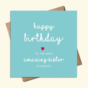 Carte d'anniversaire soeur, carte d'anniversaire pour soeur, carte d'anniversaire personnalisée pour elle, carte pour tante