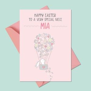 Tarjeta de Pascua de Niñas Personalizadas, Tarjeta de Conejitas de Pascua, Tarjeta de Pascua de Hija, Tarjeta de Pascua de Nieta, Sobrina, Prima
