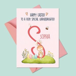 Personalisierte Mädchen Osterkarte, Osterhase Mädchen Karte, Tochter Osterkarte, Enkelin Osterkarte, Nichte, Cousin