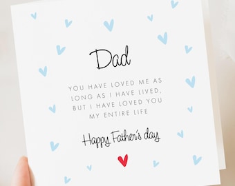 Tarjeta del Día del Padre para papá, Tarjeta del Día del Padre de parte de su hija, Tarjeta del Día del Padre para él, Tarjeta sencilla del Día del Padre, Tarjeta del Día del Padre con corazones