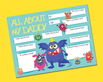 Verjaardagskaart vader, Vaderdagkaart, cadeau, verjaardagskaart, gepersonaliseerde vraag en antwoord interview, aandenken, grappige kaart voor vader, peuter,
