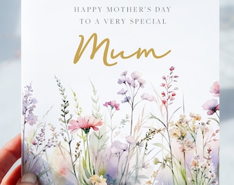 Happy Mother's Day Card | Floral Mother's Day Card | Botanical Wildflowers Garden | Card For Mother's Day | Mothers Day Card With Flowers