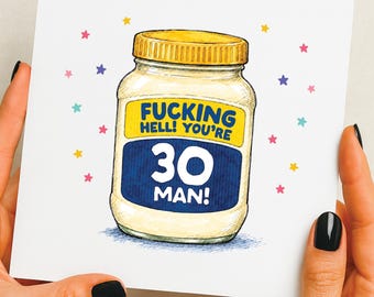 Tarjeta de cumpleaños número 30 divertida / Tarjeta de cumpleaños número treinta divertida para él, para ella, divertida, tarjeta de amigo, tarjeta de cumpleaños, tarjeta hecha a mano de alta calidad