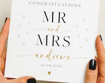 Personalized Wedding Card: Mr and Mrs, Modern Minimalist Design