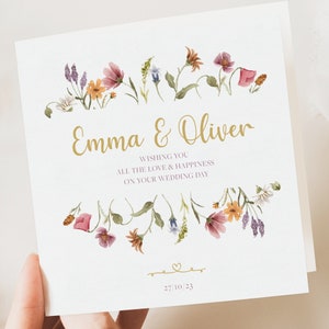 Hochzeitskarte | Personalisierte Hochzeitskarte | Brautpaar Karte | Florale Hochzeitskarte | Brautpaar Hochzeitskarte | Frühlingshochzeitskarte