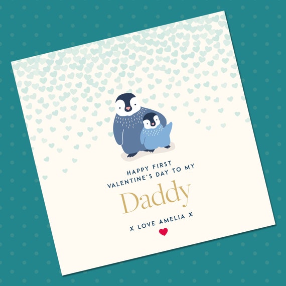 Baby First Valentine Card To Daddy Penguin Valentine Card 1st Valentine  Card For Daddy Dad Valentine Card From Baby