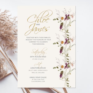 Invitación de boda floral botánica moderna - Elegante de lujo Con un toque de papelería de boda floral, hermosa invitación atemporal