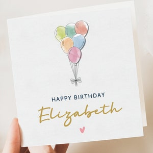 Karte für Sie, schöne und elegante weibliche Geburtstagskarte-Ballon-Design, personalisiert, Karte für Mädchen, Freund
