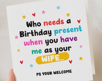 Funny Birthday Card For Her, Funny Birthday Card For Wife, Happy Birthday To Wife, Happy Birthday Wife Funny, Wife Birthday Card Romantic