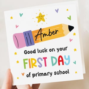 Carte d'entrée à l'école, rentrée des classes, premier jour d'école secondaire, carte d'école primaire, nouvelle carte d'écolier, carte porte-bonheur personnalisée