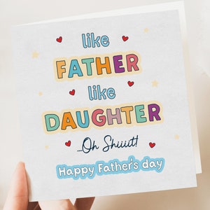 Lustige bunte Vatertagskarte, wie Vater wie Tochter oh Scheiße, lustige Vatertagskarte, Geschenk für Vati von Tochter oder Sohn