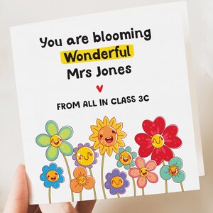 Cartão de agradecimento personalizado, obrigado florescendo maravilhoso - professor, mentor, amigo, fim da escola, assistente de ensino, cartão para ele