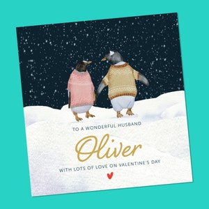 Valentines Day Card, Penguin, Love Card, Valentine Cards for Husband, for Wife, for Girlfriend, for Boyfriend, Girlfriend, Fiance