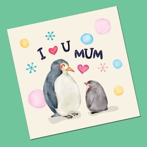 Muttertagskarte | Mutter-Tages-Karte | Pinguin Mutter-Tageskarte | Mama Mutter-Tages-Karte | Karte von Tochter | Karte für Nana