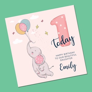 Premier anniversaire de la fille, carte d’anniversaire pour petite-fille, carte d’anniversaire de tout âge, carte d’anniversaire personnalisée mignonne, carte pour nièce