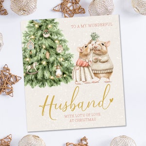 Cartolina di Natale per fidanzato / Biglietto di Natale fidanzato / Cartolina di Natale fidanzato con pinguino / Carta di Natale marito con pinguino