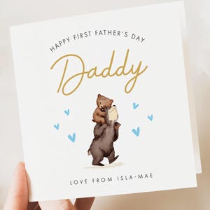 Carte de première fête des pères comme papa, 1ère carte de fête des pères de mon père, carte de nom de bébé personnalisée, jolie girafe première carte de fête des pères, cadeau