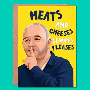 Cartão de aniversário engraçado, Bob Mortimer, Último a rir, Carnes e queijos, Cartões engraçados, Cartões de aniversário para ele, para ela, Cartão de meme, Série de TV