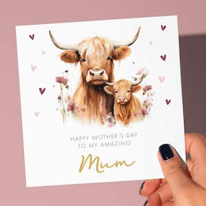 Biglietto per la festa della mamma / biglietto per la festa della mamma / mucca delle Highlands / biglietto per la festa della mamma giraffa / biglietto per la festa della mamma mummia / biglietto dalla figlia / biglietto per la nonna