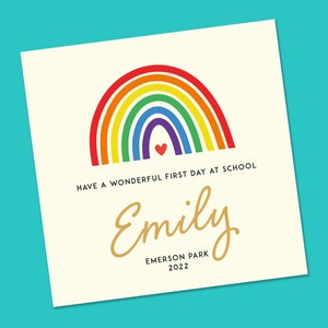 Tarjeta de Primer Día en la Escuela, Primer Día de Secundaria, Tarjeta de Escuela Primaria, Tarjeta de Nueva Escuela, Tarjeta personalizada de buena suerte