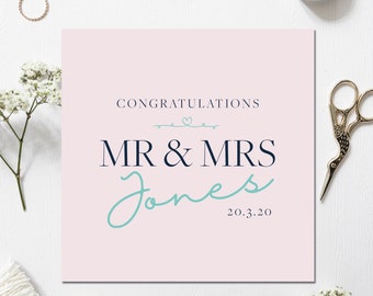 Carte de mariage, Carte de mariage personnalisée, Carte de mariage pour jeunes mariés, Carte de mariage pour le couple heureux